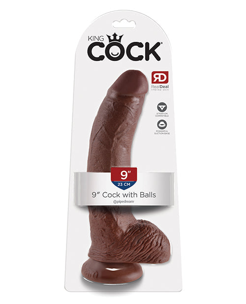 King Cock 9&quot; Cock w/Balls - Brown