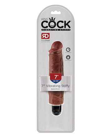 King Cock  7&quot; Vibrating Stiffy - Brown