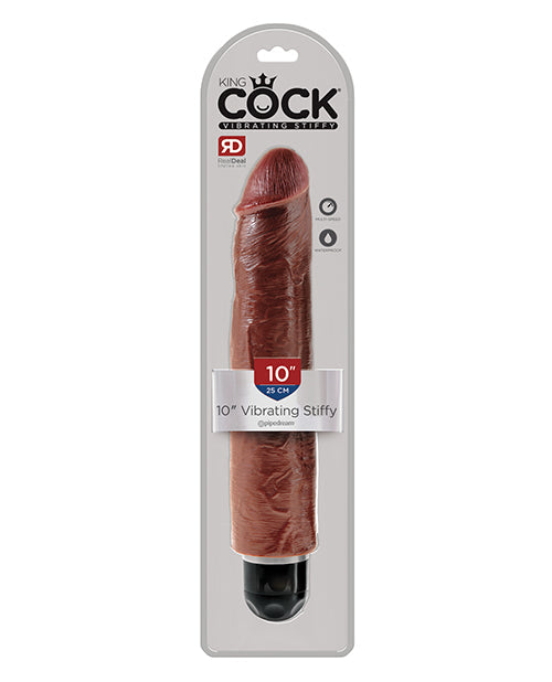 King Cock  10&quot; Vibrating Stiffy - Brown