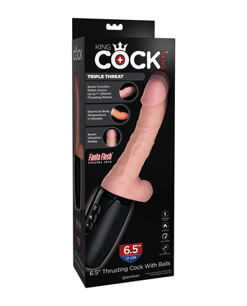 King Cock Plus Thrusting, Warming &amp; Vibrating  6.5&quot; Triple Threat Dong