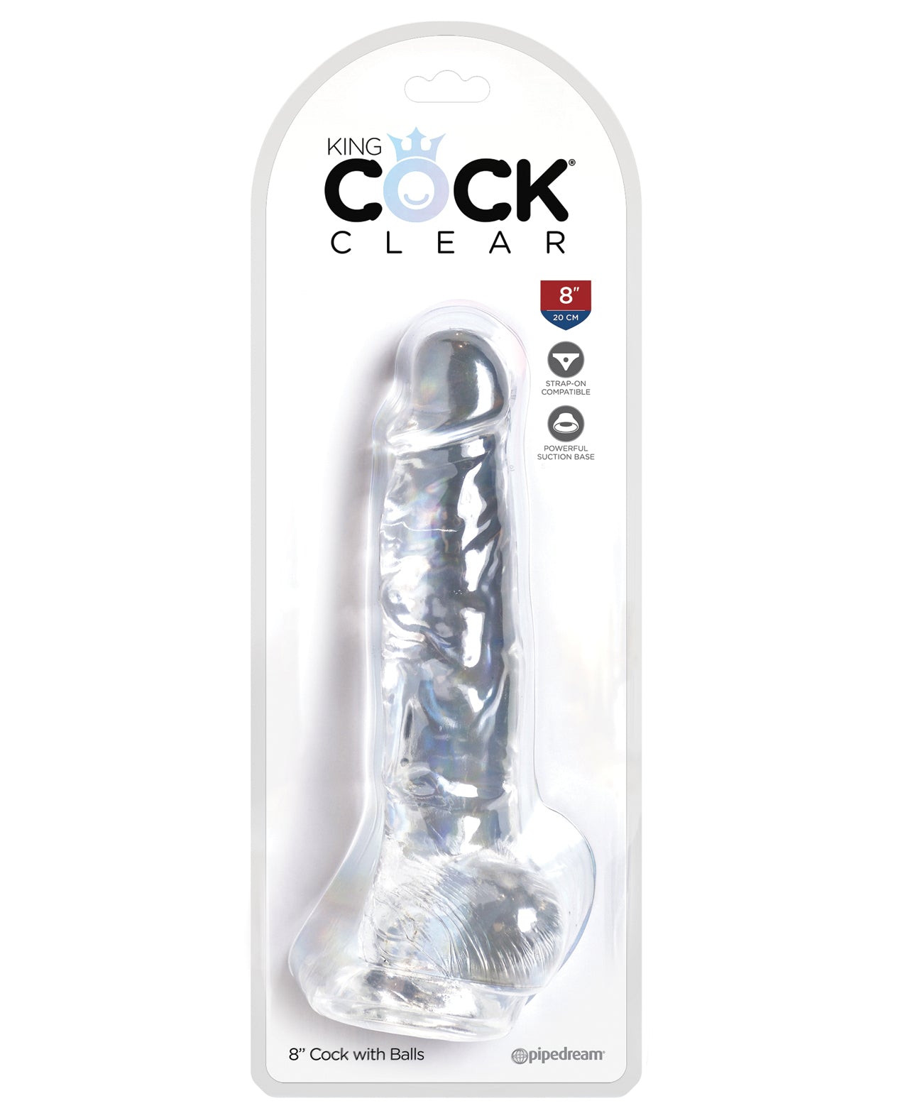 King Cock Clear 8&quot; Cock w/Balls