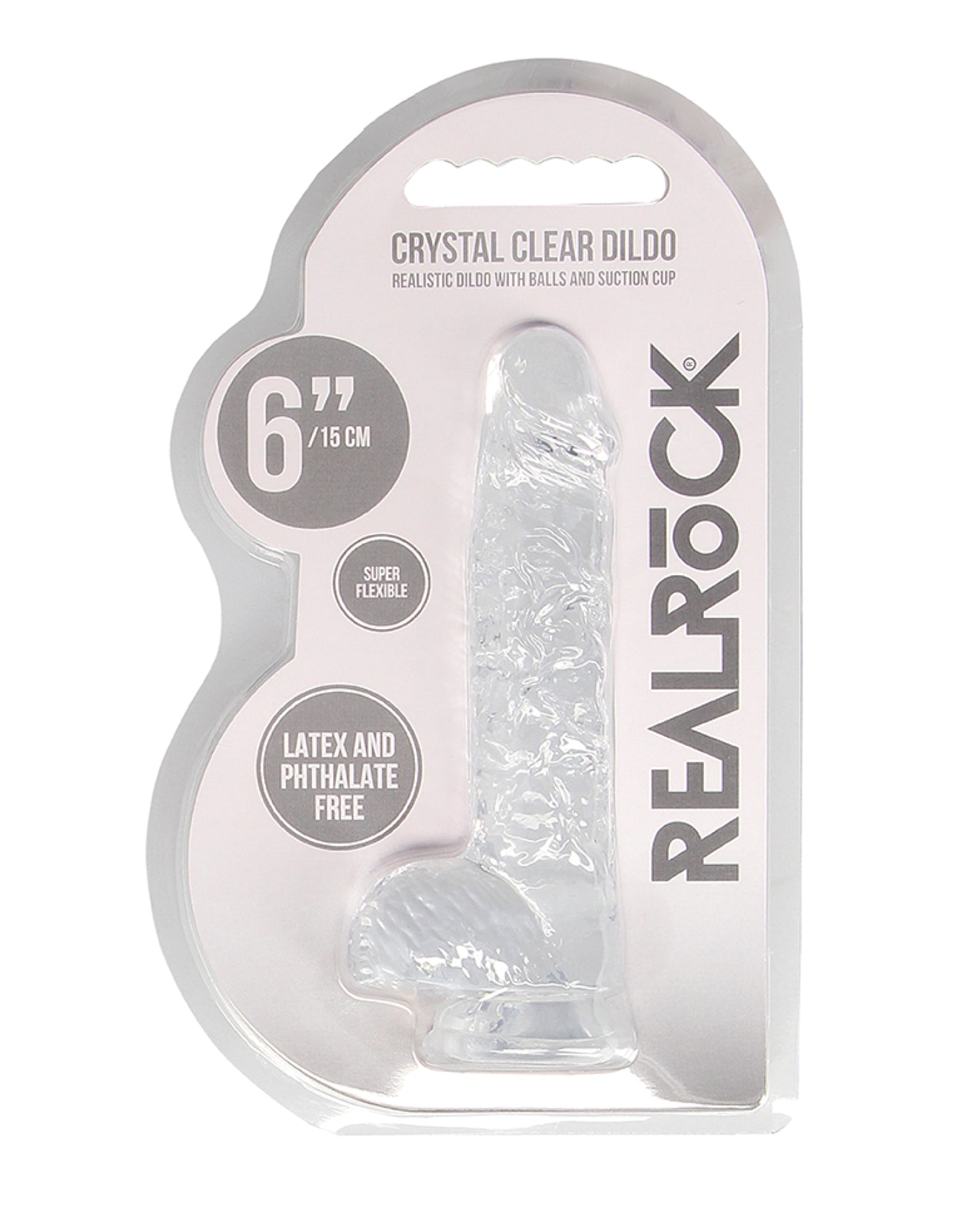 Shots RealRock Realistic Crystal Clear 6&quot; Dildo w/Balls -  Transparent Clear