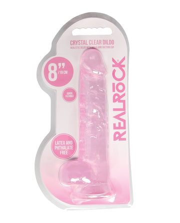 Shots RealRock Realistic Crystal Clear 8&quot; Dildo w/Balls - Pink