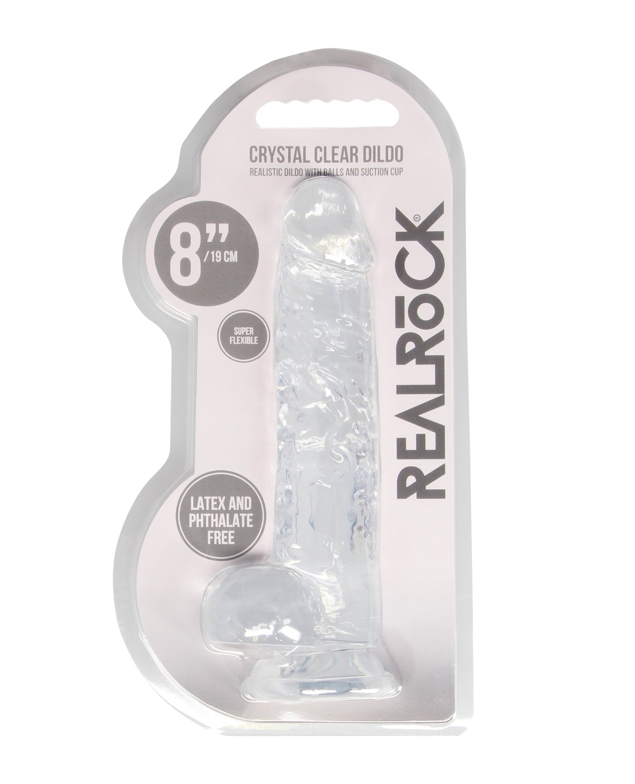 Shots RealRock Realistic Crystal Clear 8&quot; Dildo w/Balls - Transparent Clear