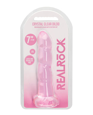 Shots RealRock Crystal Clear Non Realistic 7&quot; Dildo  - Pink