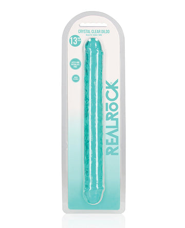 Shots RealRock Crystal Clear 13&quot; Double Dildo - Turquoise