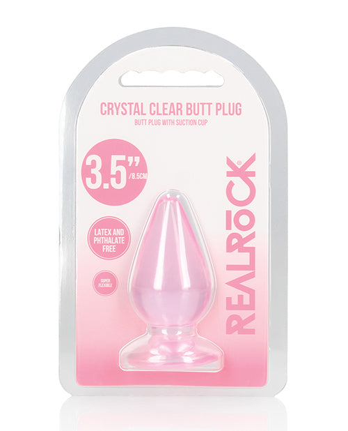 Shots RealRock Crystal Clear 3.5&quot; Anal Plug - Pink