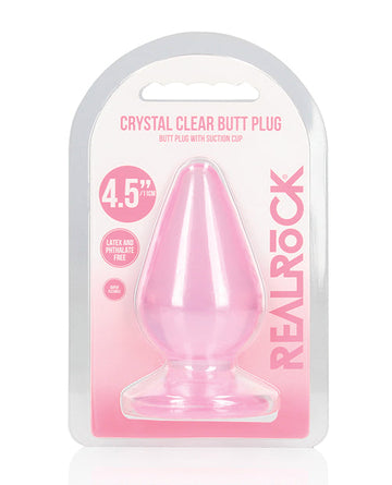 Shots RealRock Crystal Clear 4.5&quot; Anal Plug - Pink
