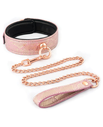 Spartacus Micro Fiber Collar &amp; Leash w/Leather Lining - Pink