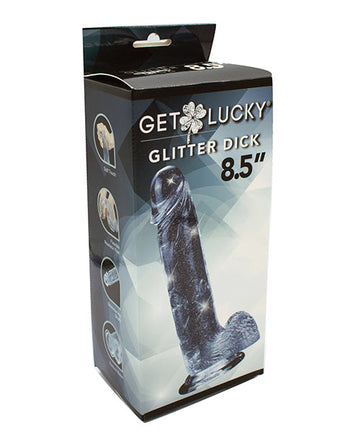 Get Lucky 8.5&quot; Real Skin Glitter Dick - Clear
