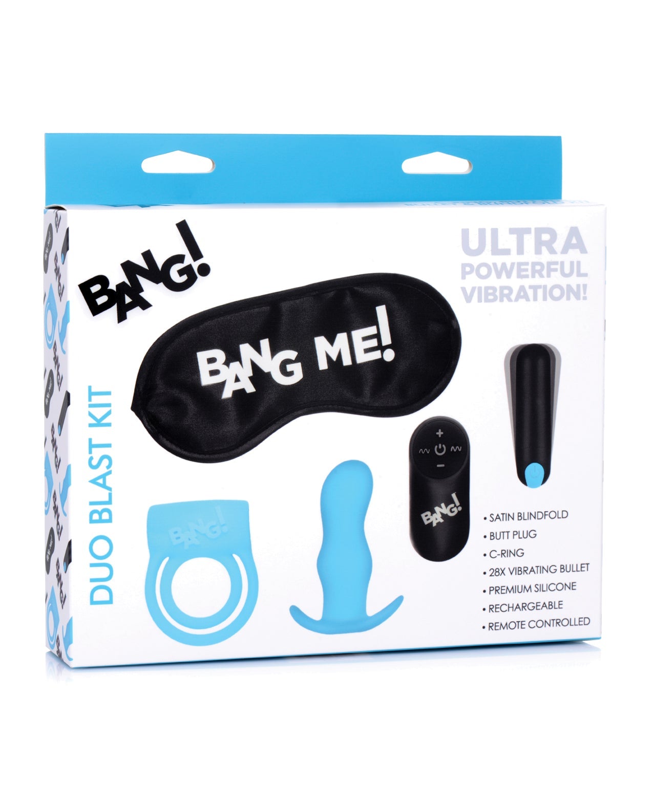 Bang! Duo Blast Remote Control Cock Ring &amp; Butt Plug Vibe Kit - Blue