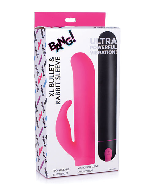 Bang! XL Bullet &amp; Rabbit Silicone Sleeve - Pink
