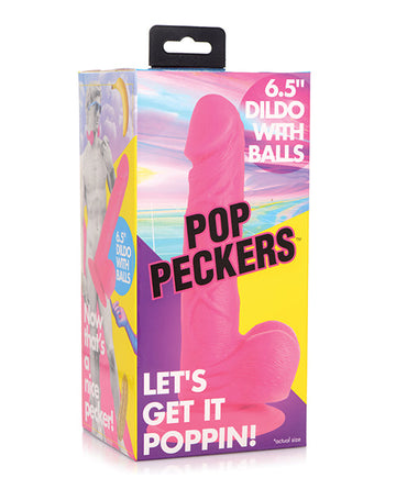 Pop Peckers 6.5&quot; Dildo w/Balls - Pink