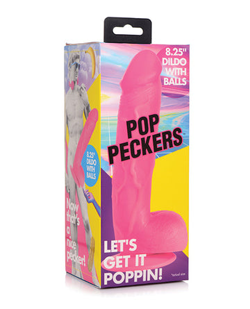 Pop Peckers 8.25&quot; Dildo w/Balls - Pink