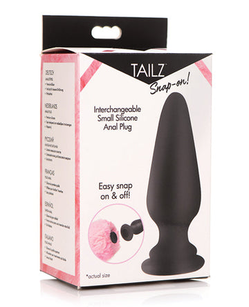 Tailz Snap On Interchangeable Silicone Anal Plug - Black Small