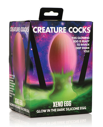 Creature Cocks Glow in the Dark Xeno Silicone Egg - Large Multi Color