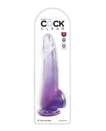 King Cock Clear 10&quot; Cock w/Balls - Purple