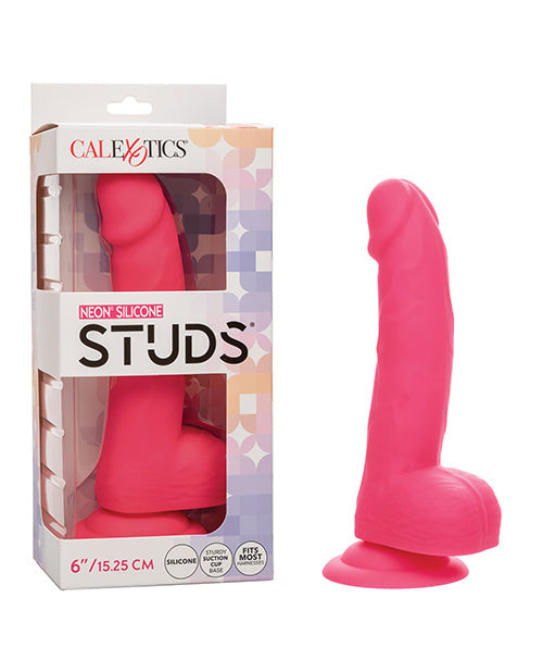 Silicone Studs Neon 6&quot; Dildo - Pink