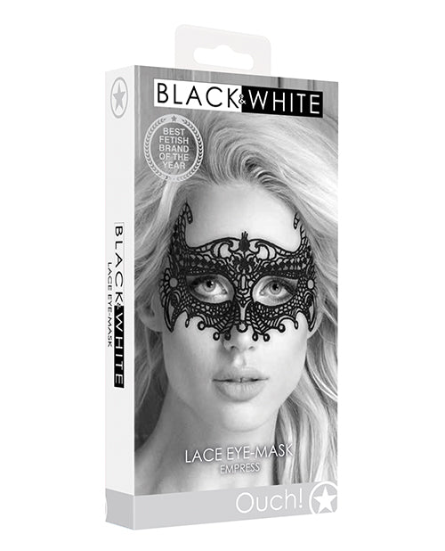 Shots Ouch Black &amp; White Lace Eye Mask - Empress Black