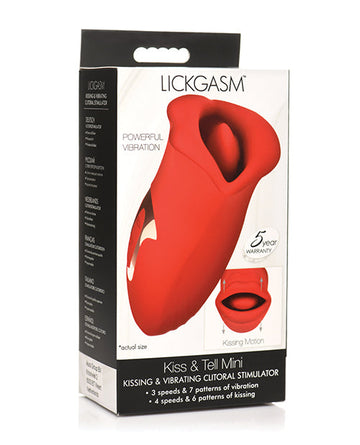 Shegasm Lickgasm Kiss + Tell Silicone Kissing &amp; Vibrating Clitoral Stimulator - Red